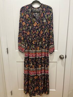 Kate & Sam Floral Bohemian Tiered Midi Dress Size Medium